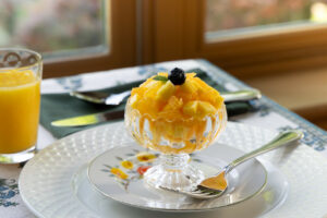 orange and mango with blueberry