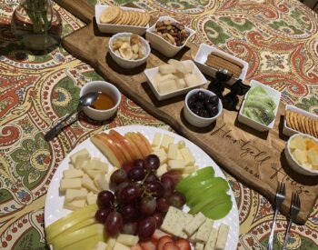 Fruit & Cheese tray with nuts, chocolate, crackers dried fruit