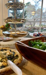 pie tiered tray and sallad